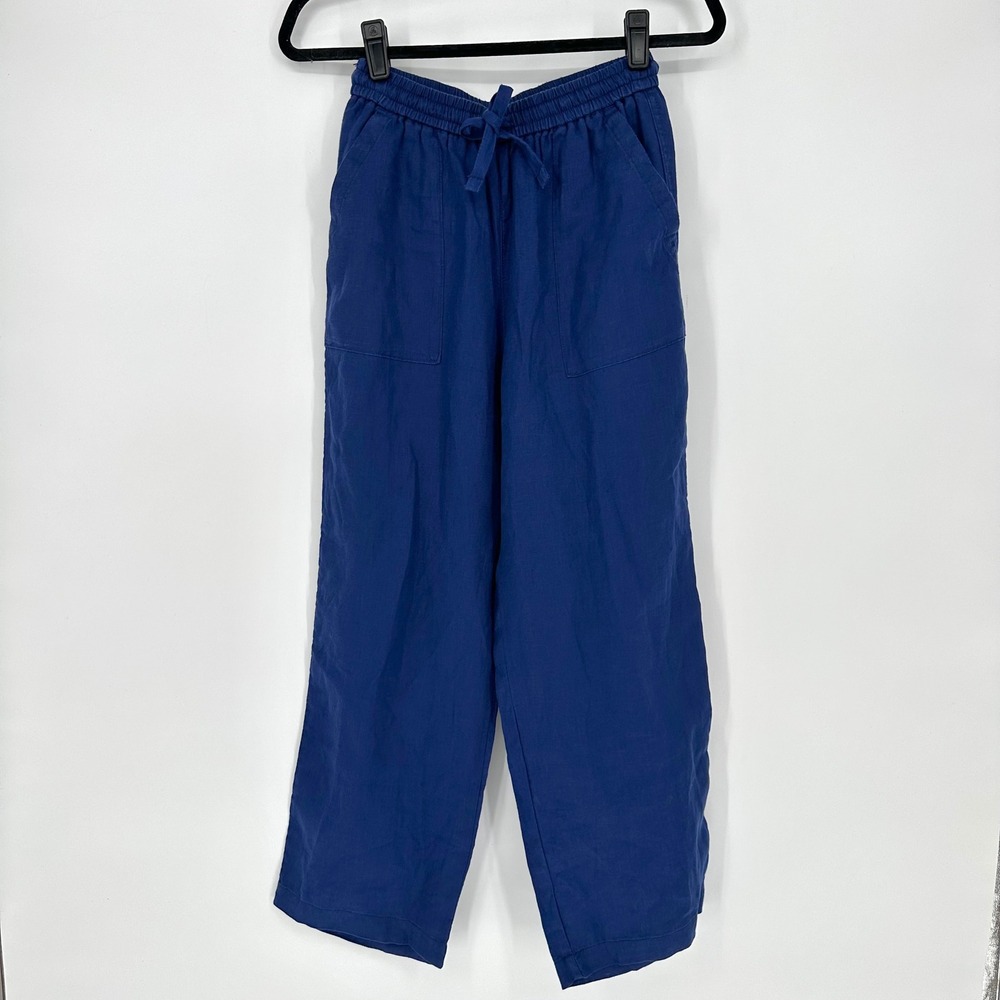 Banana Republic 100% Linen Straight Leg Drawstring Pants Chic Minimalist XS P